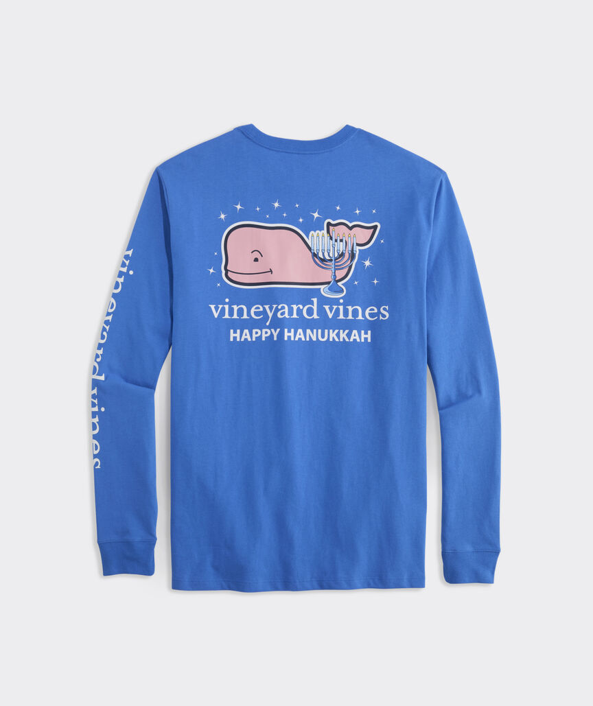 Hanukkah Whale Long-Sleeve Pocket Tee