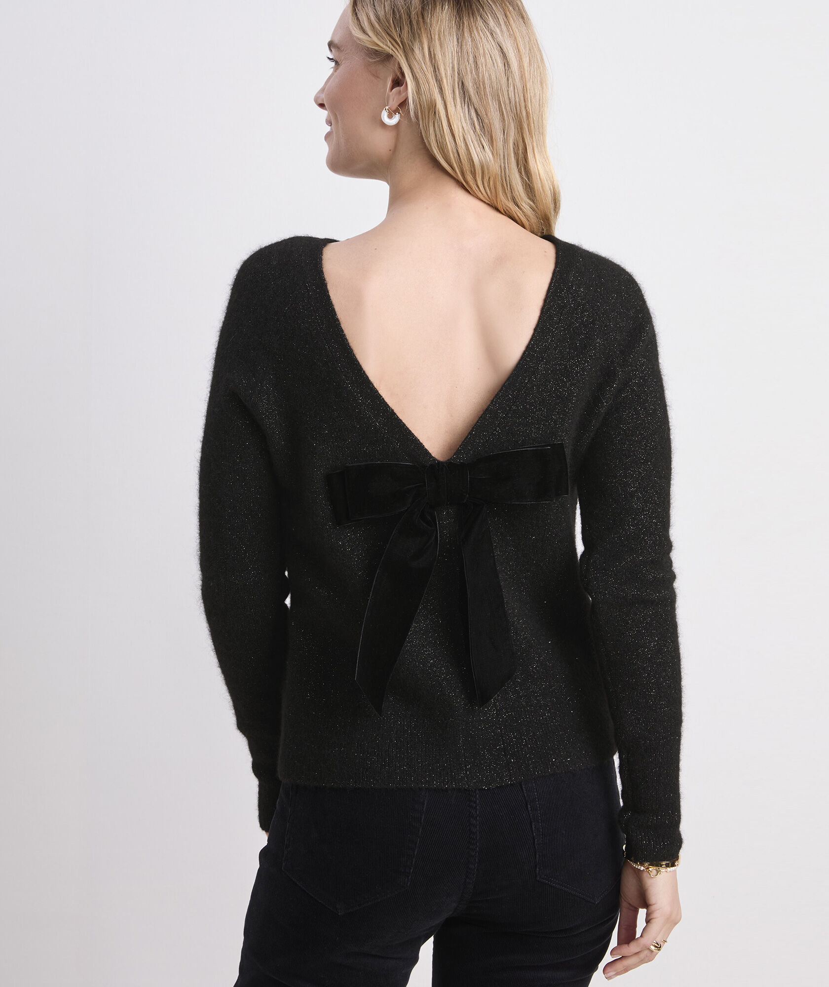 Velvet Bow Back Sweater