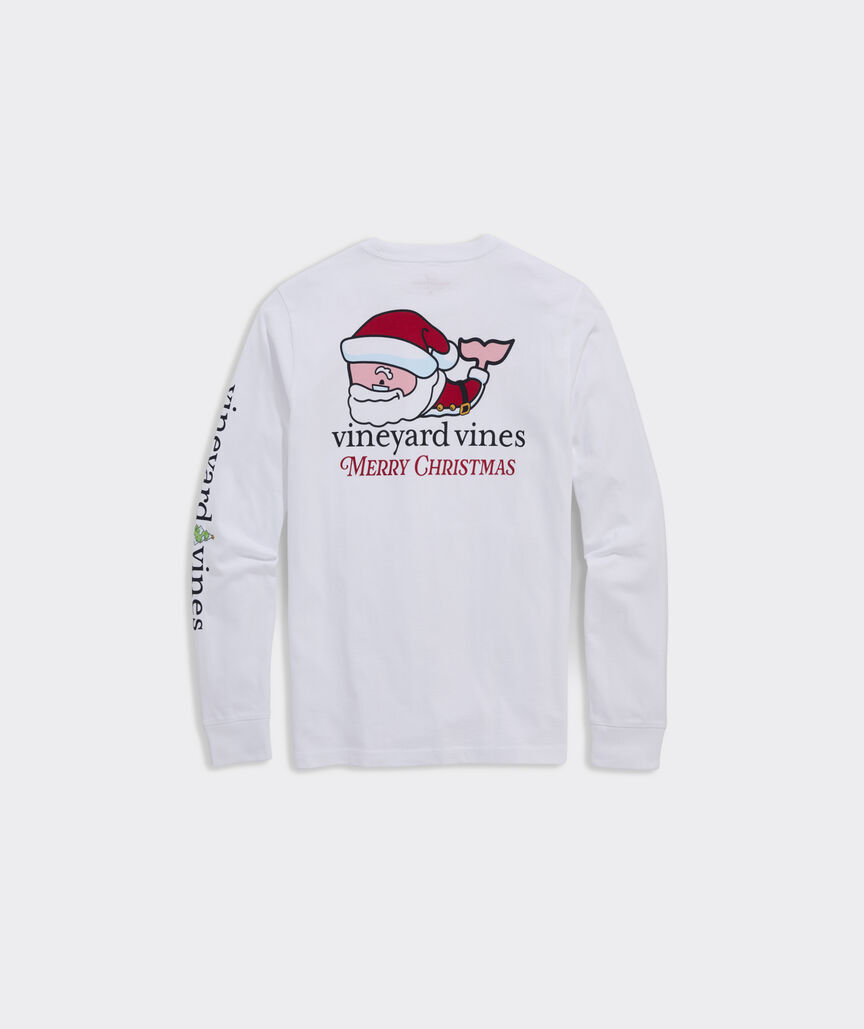 Boys' Santa Whale Long-Sleeve Pocket Tee